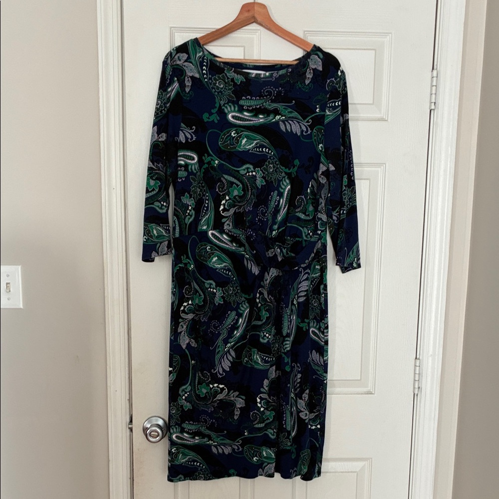 Liz Claiborne Elegant Paisley Long Sleeve Dress